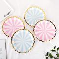 50pcs Stripe Disposable Tableware Paper Tray Birthday Decorations