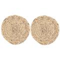 2pcs 30cm Natural Water Gourd Placemat Round Woven Rattan Table Mat