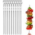 16 Inch Stainless Steel Reusable Grilling Skewers for Meat, 10 Pack