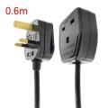 Uk 3 Prong Extension Power Cord, Male to Female Cable (uk Plug,0.6m)