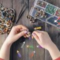 200 Pieces Tassel Fiber Fringe with Caps for Keychain Straps Diy