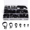 200pcs R-type P-type Cable Clamps Nylon Wire Clip Assortment Kit