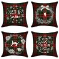 Pillow Covers 18x18inch Set Of 4 with Bird and White Christmas Wreath