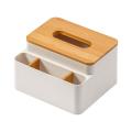 Organizer Box with Wooden Lid for Tissue Paper Makeup Case Holder-a
