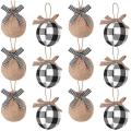 Christmas Tree Ornaments, 12 Pcs 2-1/2 Inches White Black Buffalo