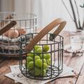 Iron Storage Basket with Handle Fruit Storage Basket Home Container C