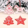 24pcs Christmas Wooden Pendants Xmas Tree Angel Deer Bell Star Decor