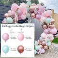 Pink + Blue + Champagne Balloon Kit, 182 Pcs Balloon Arch for Party