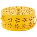 Nordic Retro Metal Hollow Floral Mosquito Coil Holder(yellow)