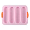 4 Slot French Stick Silicone Molds Bread Oven Cake Mold (pink)