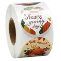 Thanksgiving Stickers 500pcs/roll 1.5 Inch Turkey Design Stickers