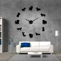 Diy Dog Pet Frameless Giant Wall Clock Clock Wall Watch Black