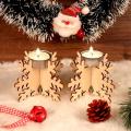 Christmas Home Candlestick Block Diy Wooden Snowflake Candle Holder