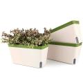 Self Watering Planter Pot Rectangle 10.5 Inch Set Of 3, Green