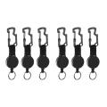 6 Pack Retractable Keychain - Heavy Duty Badge Holder Reel Black