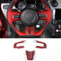 For Ford Mustang 2015-2021 Red Carbon Fiber Steering Wheel Cover Trim