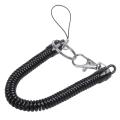 Black Spring Cord Rope Swivel Lobster Clasp Keyring Chain Strap