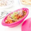 Microwave Steamer Silicone Steamer with Handle for Meal Prep- Pink