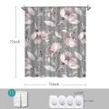 Rose Flowers Shower Curtain Set Gray Background Fabric Shower Curtain