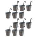 6 Pack Flower Pots with Hooks Metal Gray for Outdoor Balcony Decor