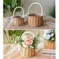 2pcs Woven Storage and Ribbon Wedding Basket for Home Garden Decor- M