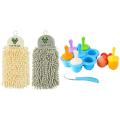 2pcs Kitchen Hanging Towels Set Chenille Hand Face Wipe Towels