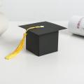 25pcs Diy Paper Graduation Cap Shaped Gift Sugar Box Black