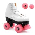 Roller Skate Wheels with Bearings and Toe Stoppers Roller Pink
