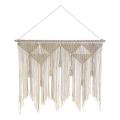 Macrame Wall Hanging Tapestry, Beige White (wood Stick Not Included)