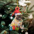 Christmas Dog Ornament Wooden Cute Dog Decor Nativity Party Gift(b)