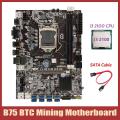 B75 Btc Mining Motherboard+i3 2100 Cpu+sata Cable Lga1155 8xpcie Usb