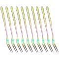 10pcs Stainless Steel Cake Fork 2 Prong Dinner Fork Multicolor