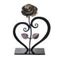 Iron Metal Rose Ornaments Rose with Heart-shaped Bracket(gold)