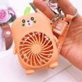 Usb Mini Fans Charging Rope Key Chain Cute Cartoon Fan Orange