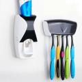 Auto Toothpaste Dispenser+5 Toothbrush Holder Set Wall Mount Stand