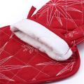 Baking Anti-hot Gloves Hot Oven Mitts Pad for Home Xmas (red)