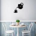 Creative Diy Acrylic Coffee Cup Teapot 3d Wall Clock Decorative Clock