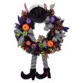 Witch Halloween Wreath with Hat Legs for Halloween Decorations