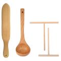 Crepe Spreader Spatula and Ladle Kit,for Nonstick Disc Pan Crepe