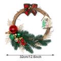 Artificial Christmas Ball Wreath with Pine Berries Wooden House