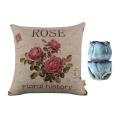 Flax Decorative Throw Pillow Case Cushion Cover Home Sofa(3 Roses)