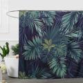 2x Green Shower Curtain Leaves Printing Plant Pattern Polyester