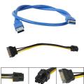 Pcie Riser 1x to 16x Powered Adapter Card ,60cm Usb 3.0 Cable-6 Pack