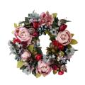 Retro Lotus Root Pink Peony Wreath Silk Flower Wedding Decoration
