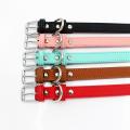 Pu Small Dogs Collars Adjustable Zinc Alloy Solid Color Puppy Pets C