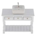 1/12 Dollhouse Miniature Square Wash Basin Sink Belt Cabinet Set