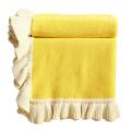 Ruffled Soft Woolen Blanket, Cotton Knitted Blanket, Sofa,(yellow)