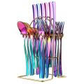 Nordic Cutlery 24pcs Rack Set Stainless Steel Cutlery Set Colorful