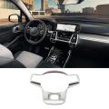Car Matte Silver Steering Wheel Panel Cover Trim Decoration Frame