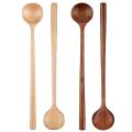 4 Pcs Wooden Spoon,long Handle Round Wood Spoons Stirring Spoon